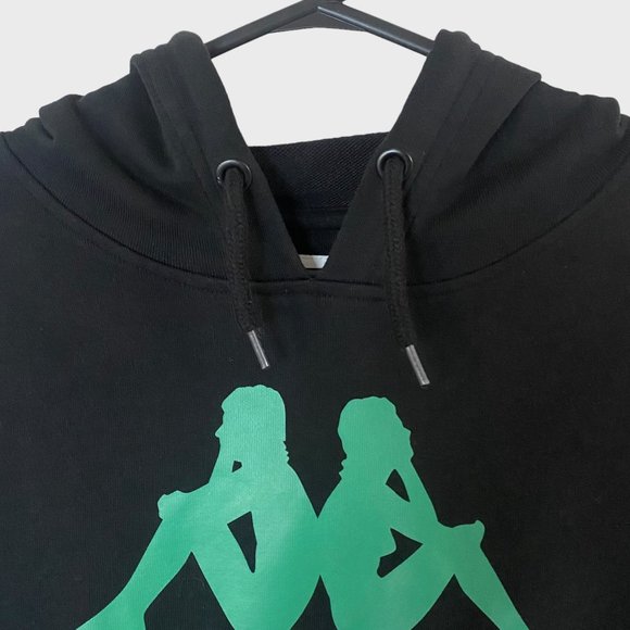 Kappa Logo Hoodie Mens Size Small Black And Green Graphic Long Sleeve Sweatshirt - Picture 5 of 13